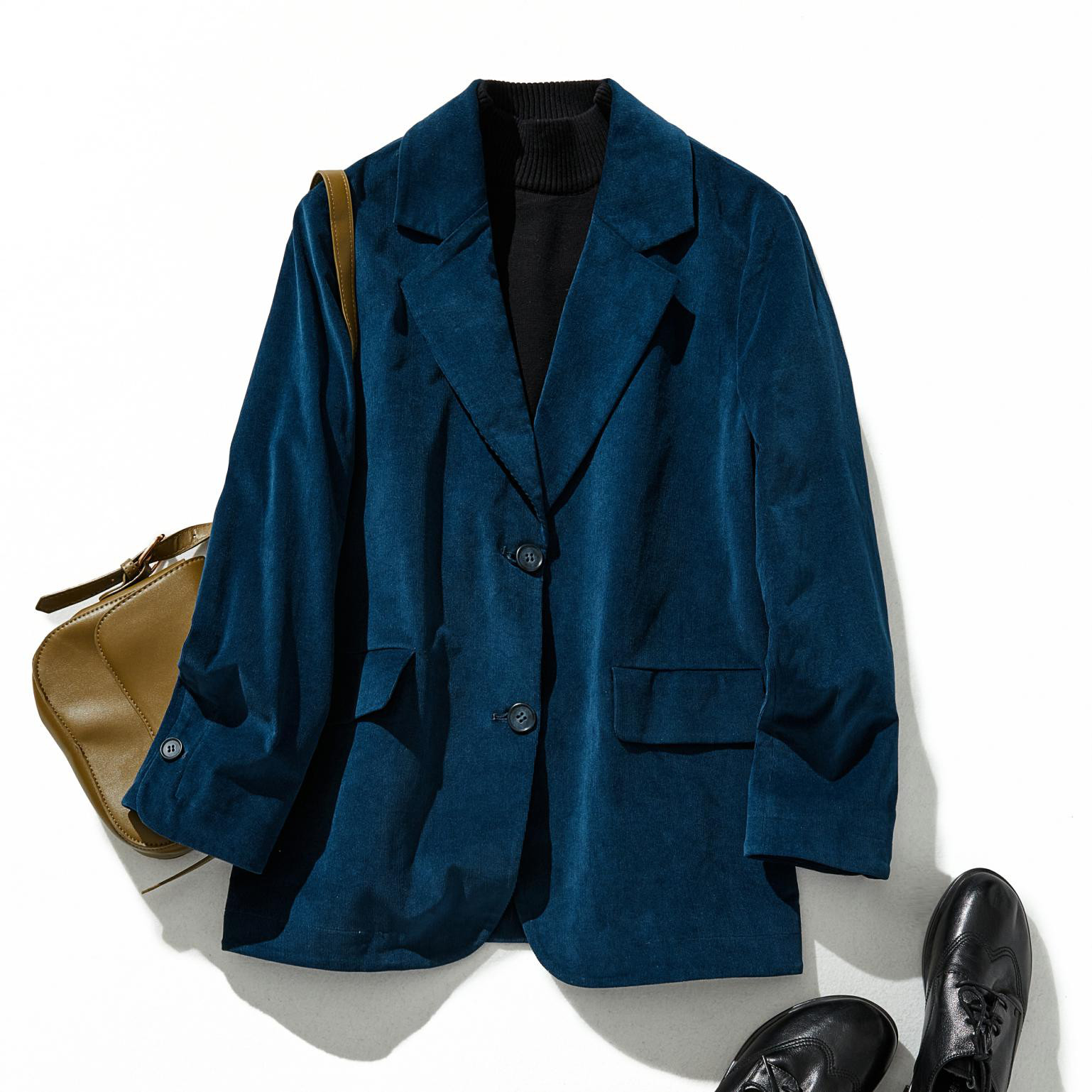 デザイン性と実用性の両方を叶えたコーデュロイテーラードジャケット　アウター　少し暗い青色　　240319-2 コート fall-in&co(talent) 通販 17445506｜Creema(クリーマ)