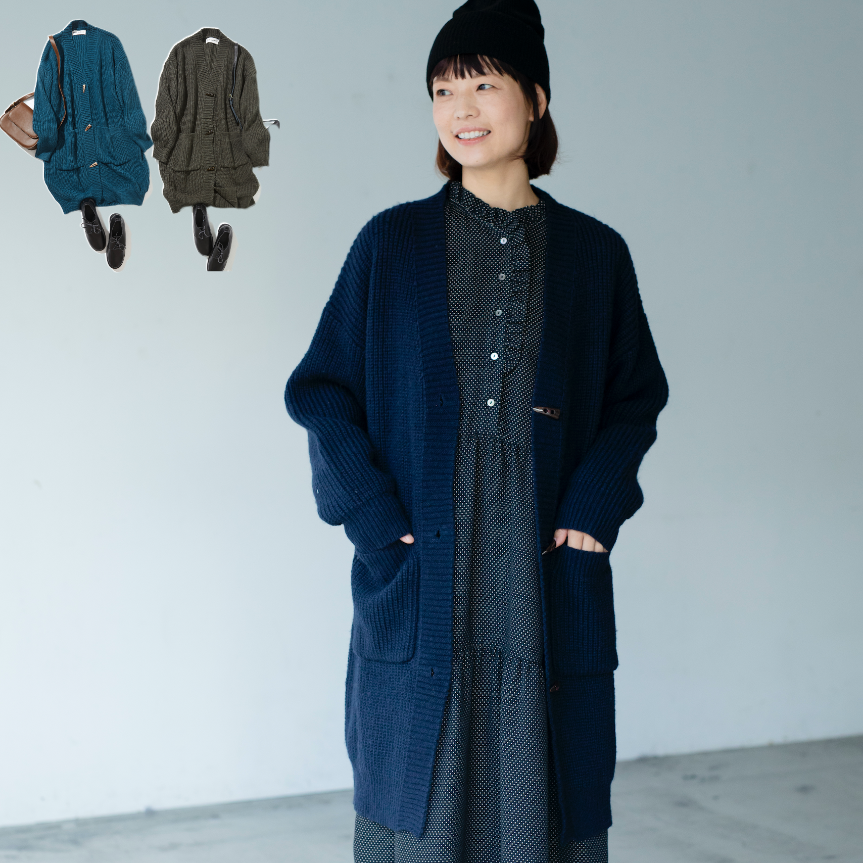 ★40％オフ★大人の魅力を惹き立てるウール素材ニットロングカーデ　ドグルボタン　　221202 カーディガン fall-in&co(talent) 通販 15055090｜Creema(クリーマ)