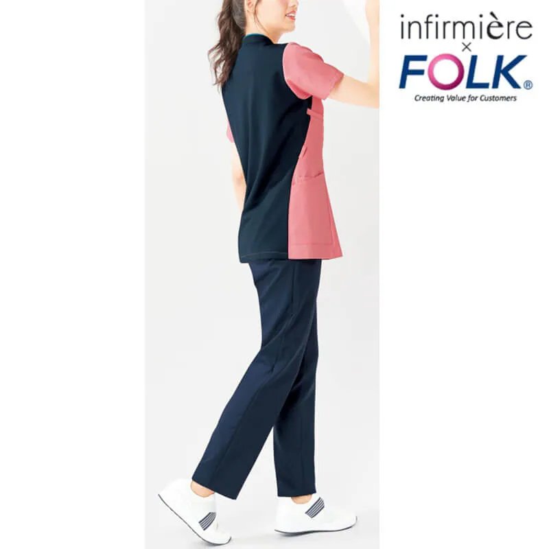 <FOLK>ニット切替レディースジップスクラブ: 白衣・ナース服・ナースウェア - 看護師(ナース)の通販ならアンファミエ