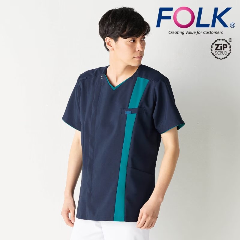 ★<FOLK>メンズジップスクラブ 7058SC: 白衣・ナース服・ナースウェア - 看護師(ナース)の通販ならアンファミエ